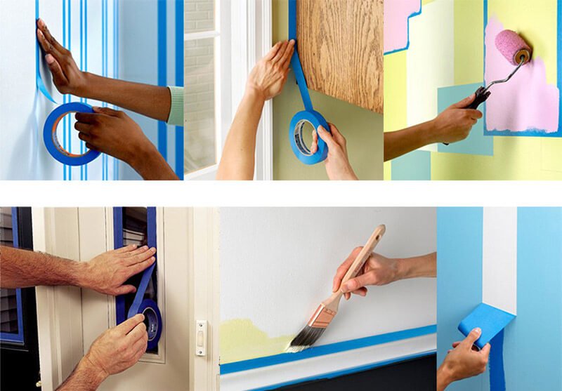 Blue painters masking tape for home interior painting
